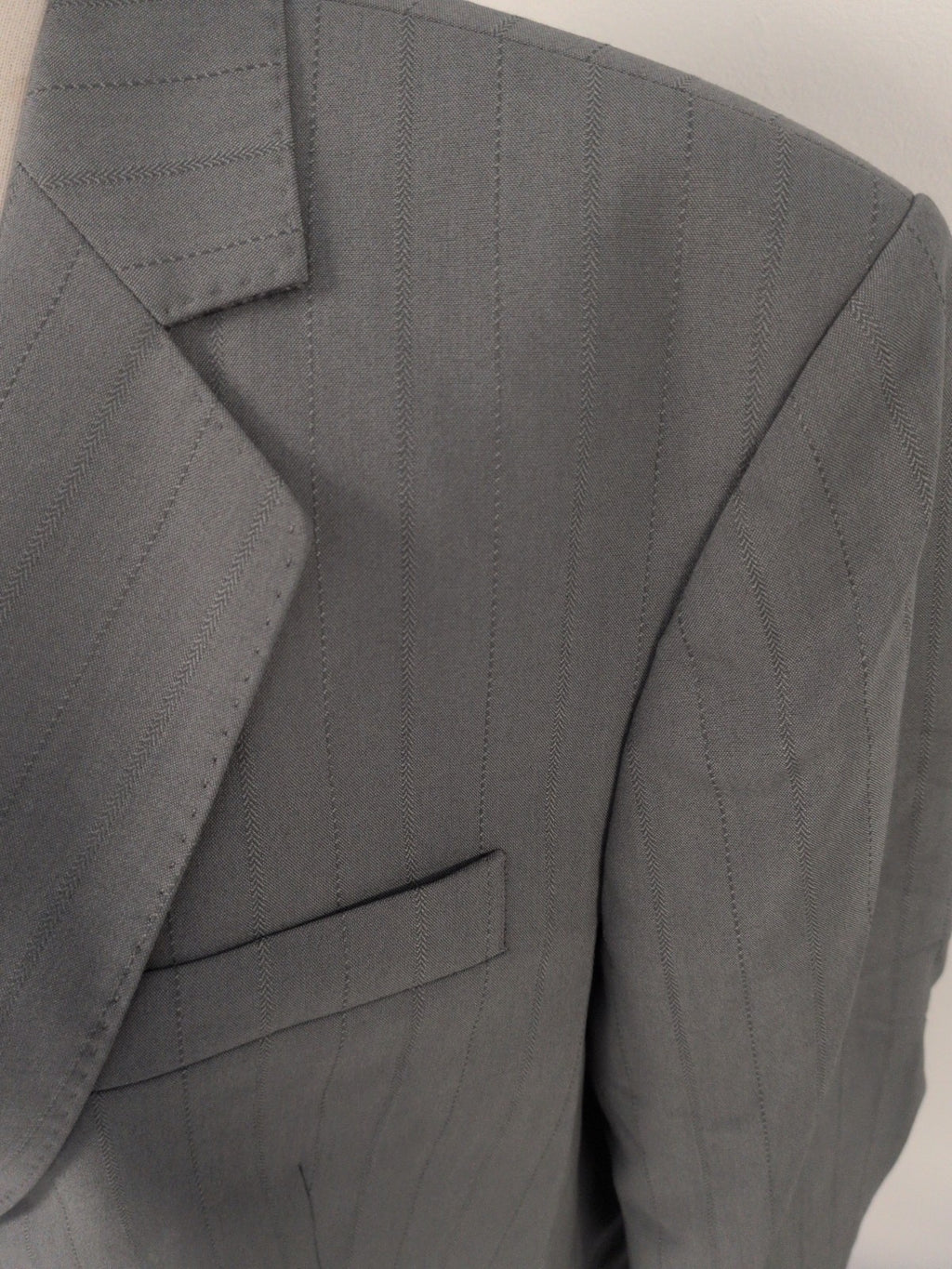 Next 20 Grey Pinstripe Lined Padded Blazer
