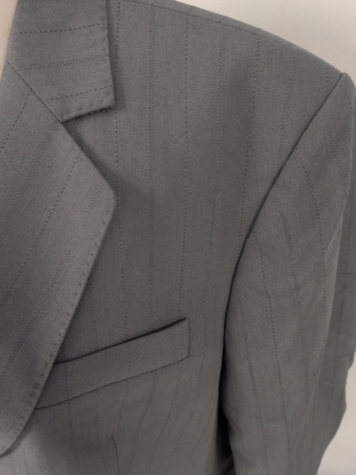 Next 20 Grey Pinstripe Lined Padded Blazer