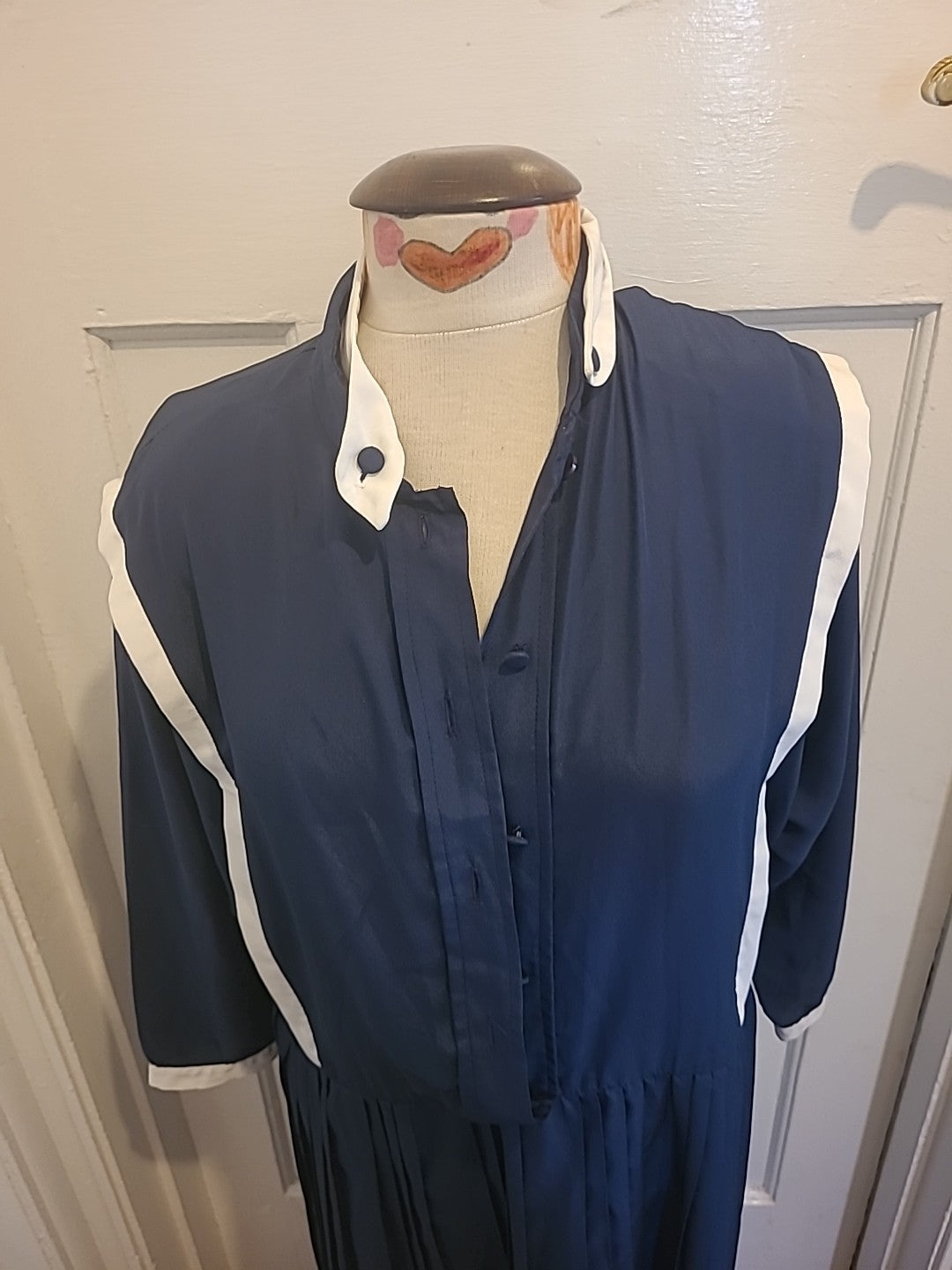Ladies Claudie Amos Size 16 Navy Mid Sleeved Dress