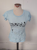 Ladies Monster Threads Size Medium Blue Note Short Sleeve T-shirt