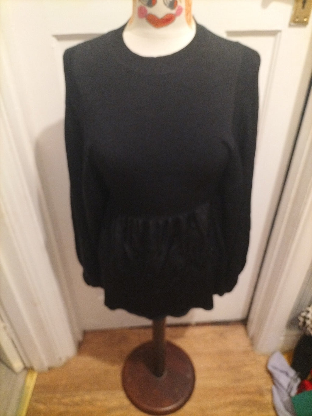 Ladies H+M Size 8/10 Black Long Sleeved Heavy Dress