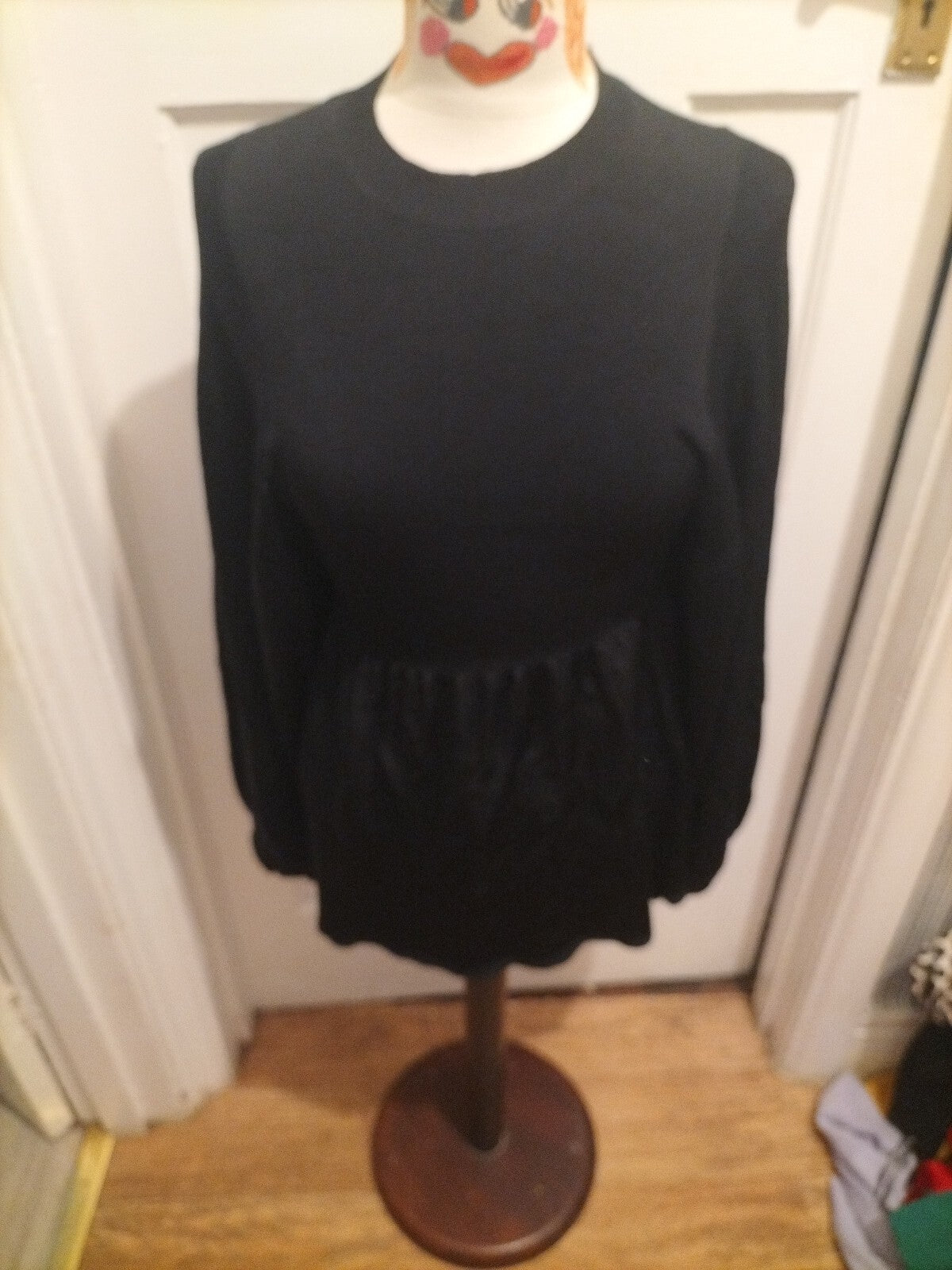 Ladies H+M Size 8/10 Black Long Sleeved Heavy Dress