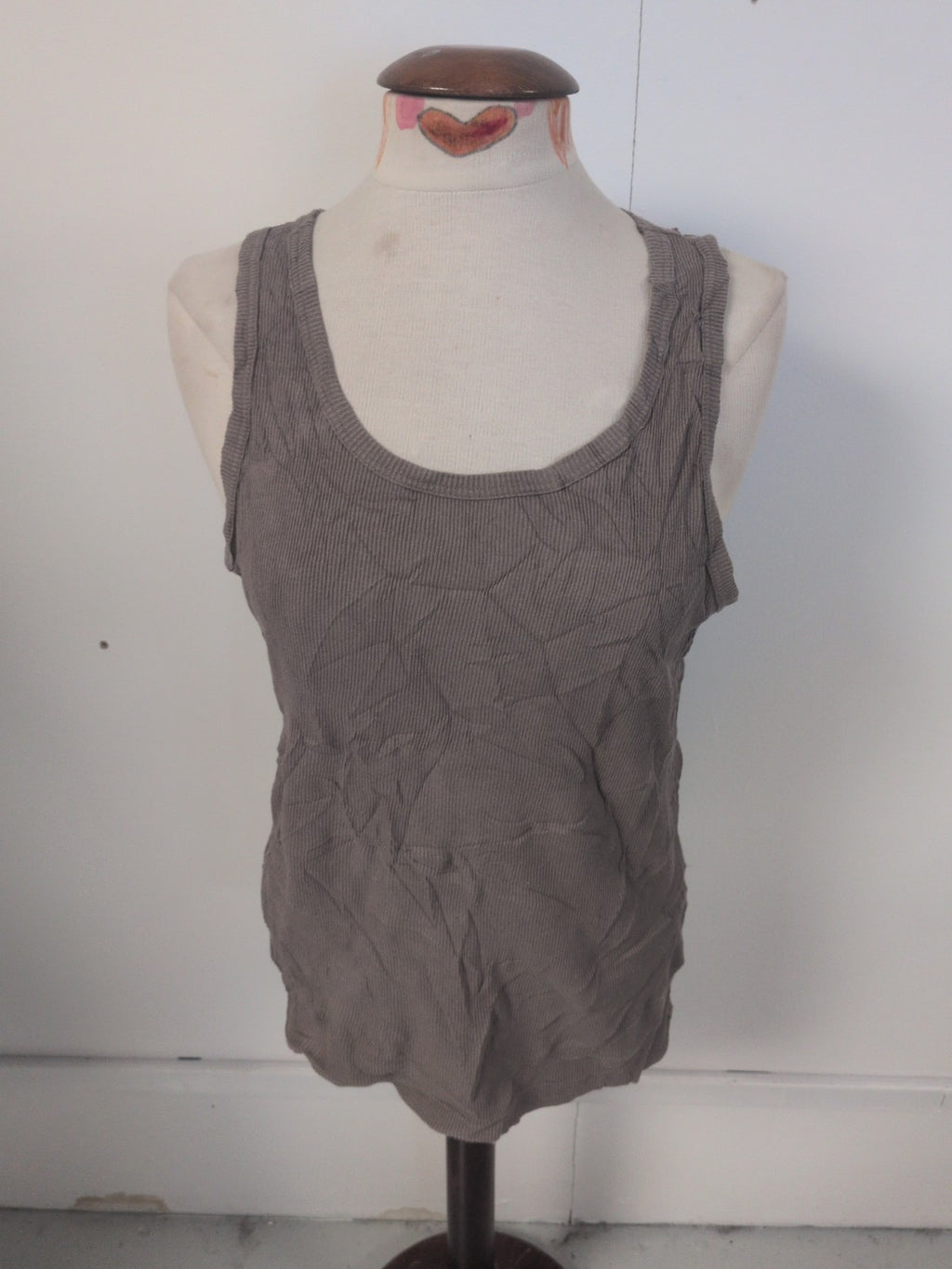 Ladies Uniqlo Size Medium Grey Ribbed Sleeveless Tnak Vest Top