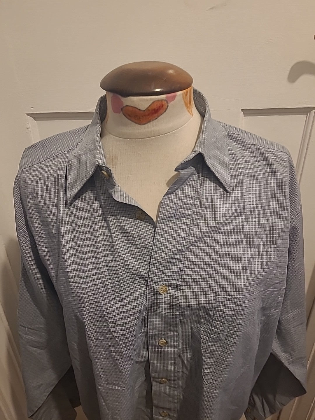 Mens Peter England Size Medium Blue Check Long Sleeved Shirt