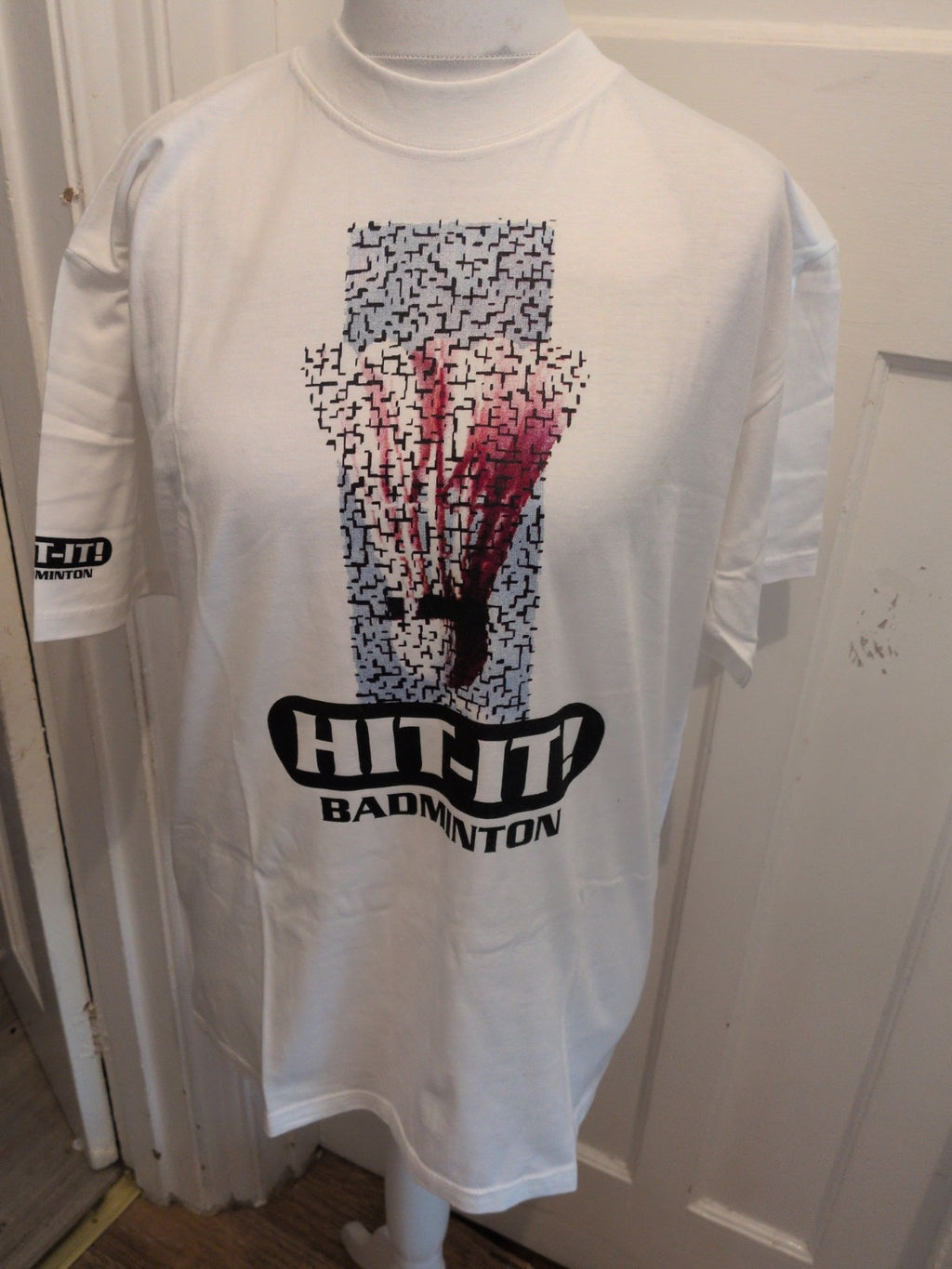 Brand New Large White Badminton Printed Short Sleeve T-shirt