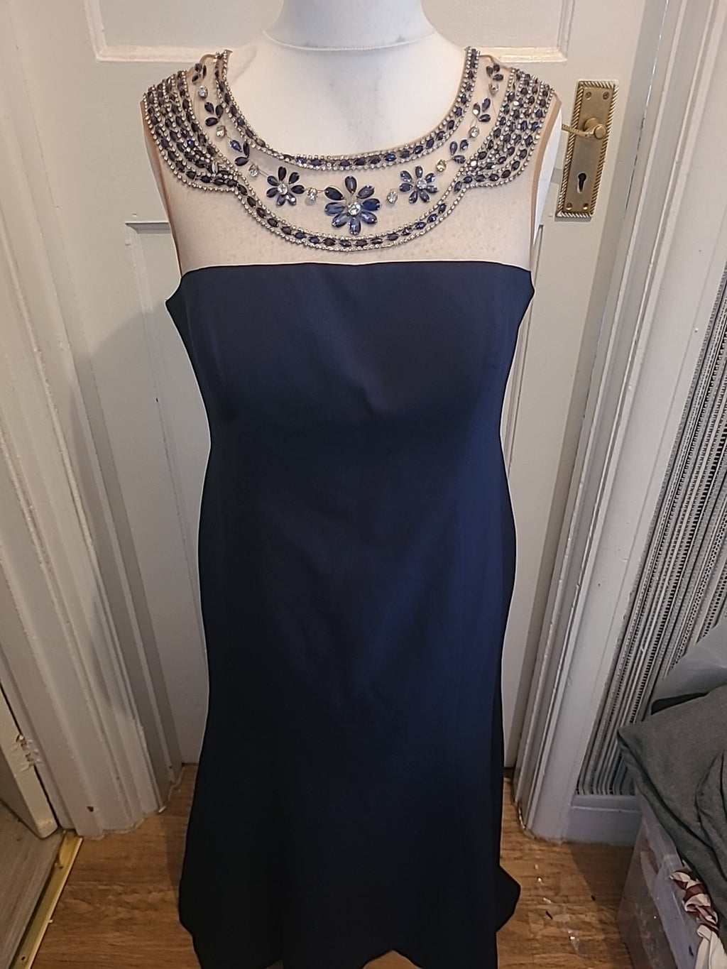 Ladies San Fiore Size 46* Navy Sleeveless Long Length Dress