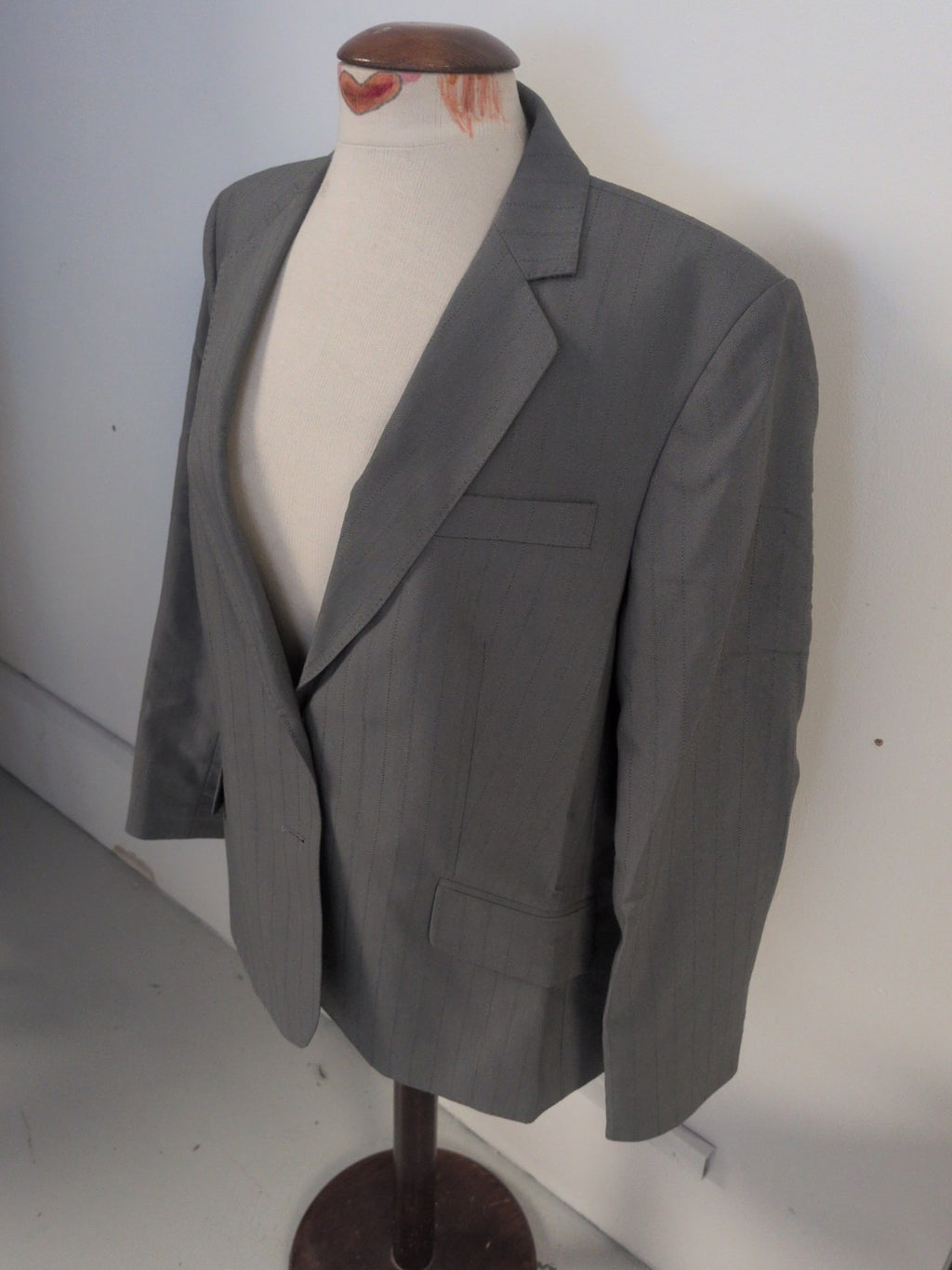 Next 20 Grey Pinstripe Lined Padded Blazer