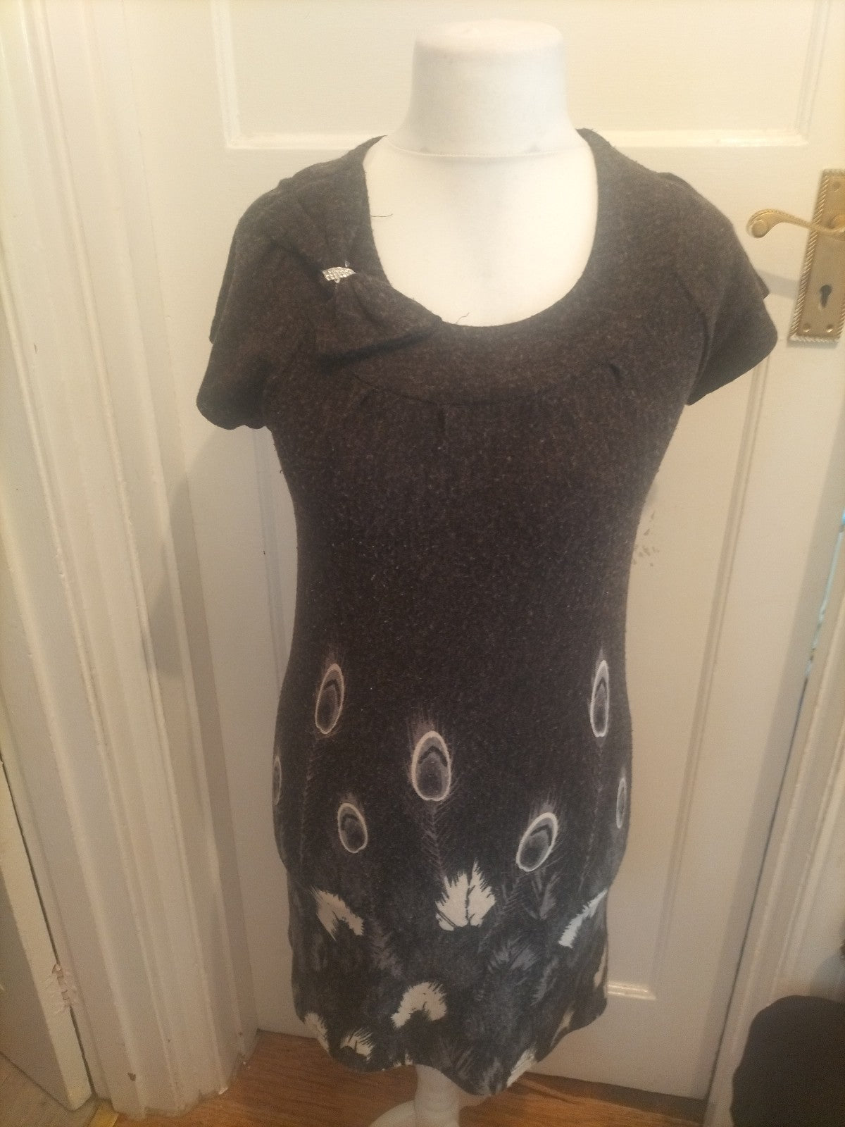 Ladies New Look Size 12 Grey Floral Short Sleeved Midi Dress