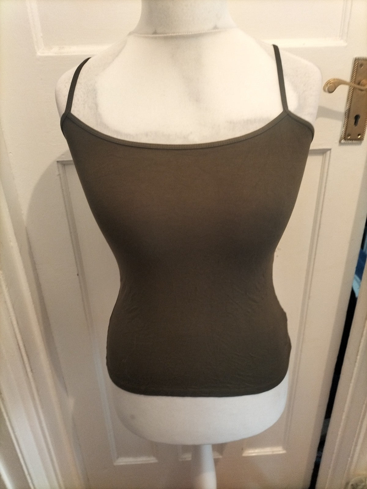 Ladies F&F Size 10 Green Khaki Spaghetti Straps Top