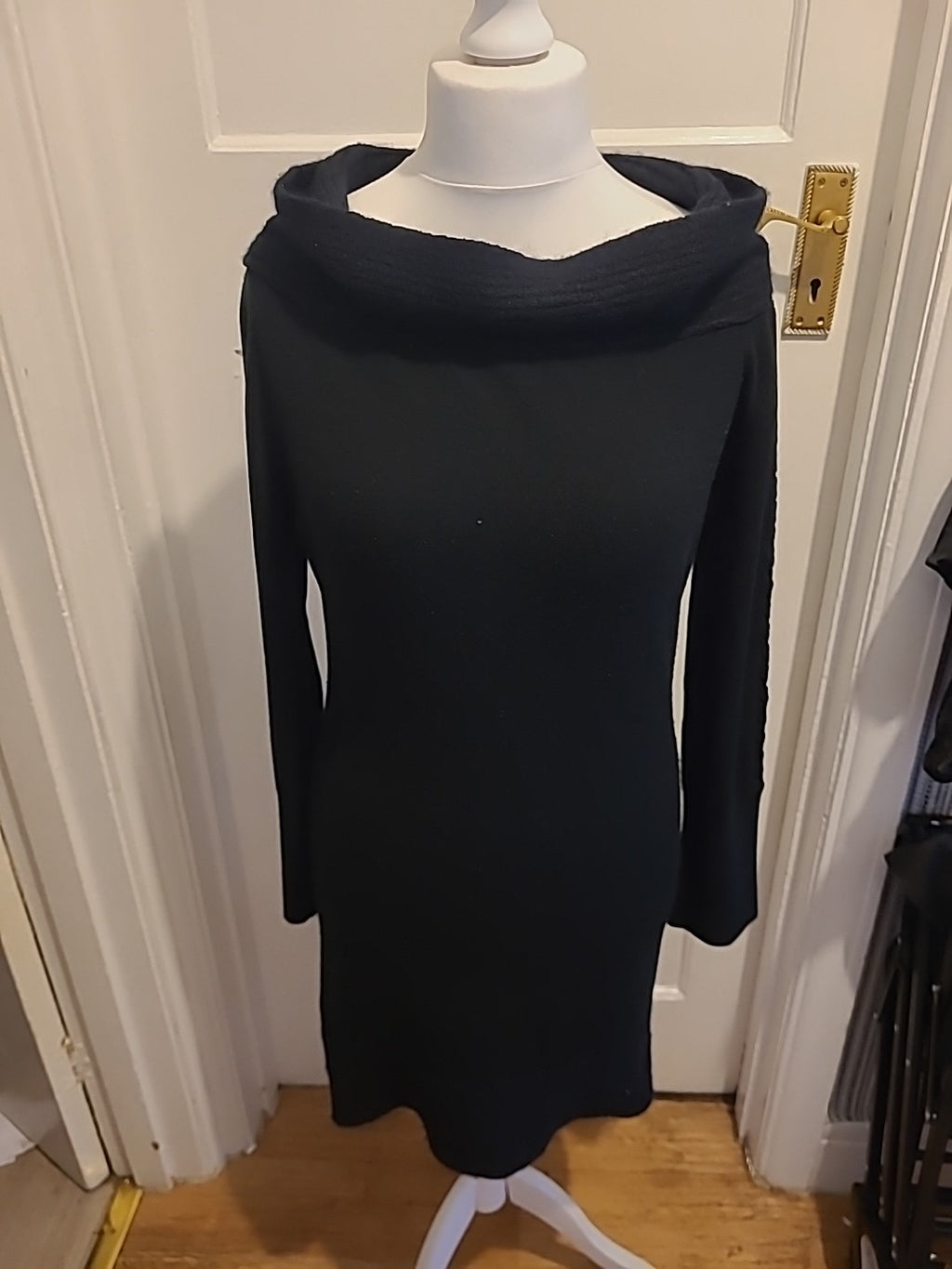 Ladies Clockhouse Size 14 Black Long Sleeved Jumper Dress