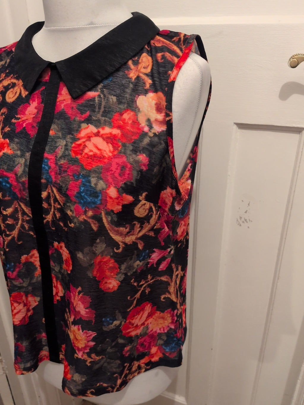 Primark 16 Multicoloured Collared Sleeveless Blouse
