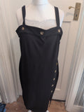 Ladies Boohoo Size Large Black Sleeveless Imitation Buttoned Dress