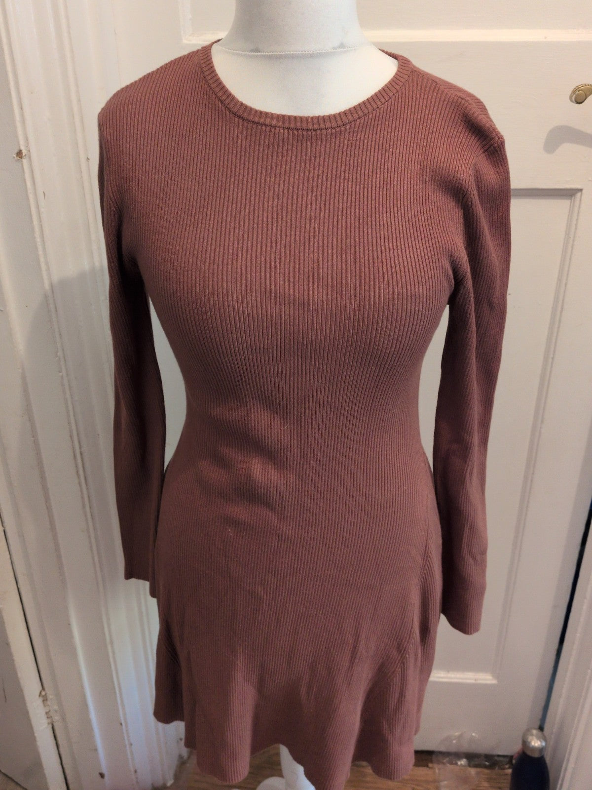 Primark 12-14 Brown Long Length Long Sleeve Dress