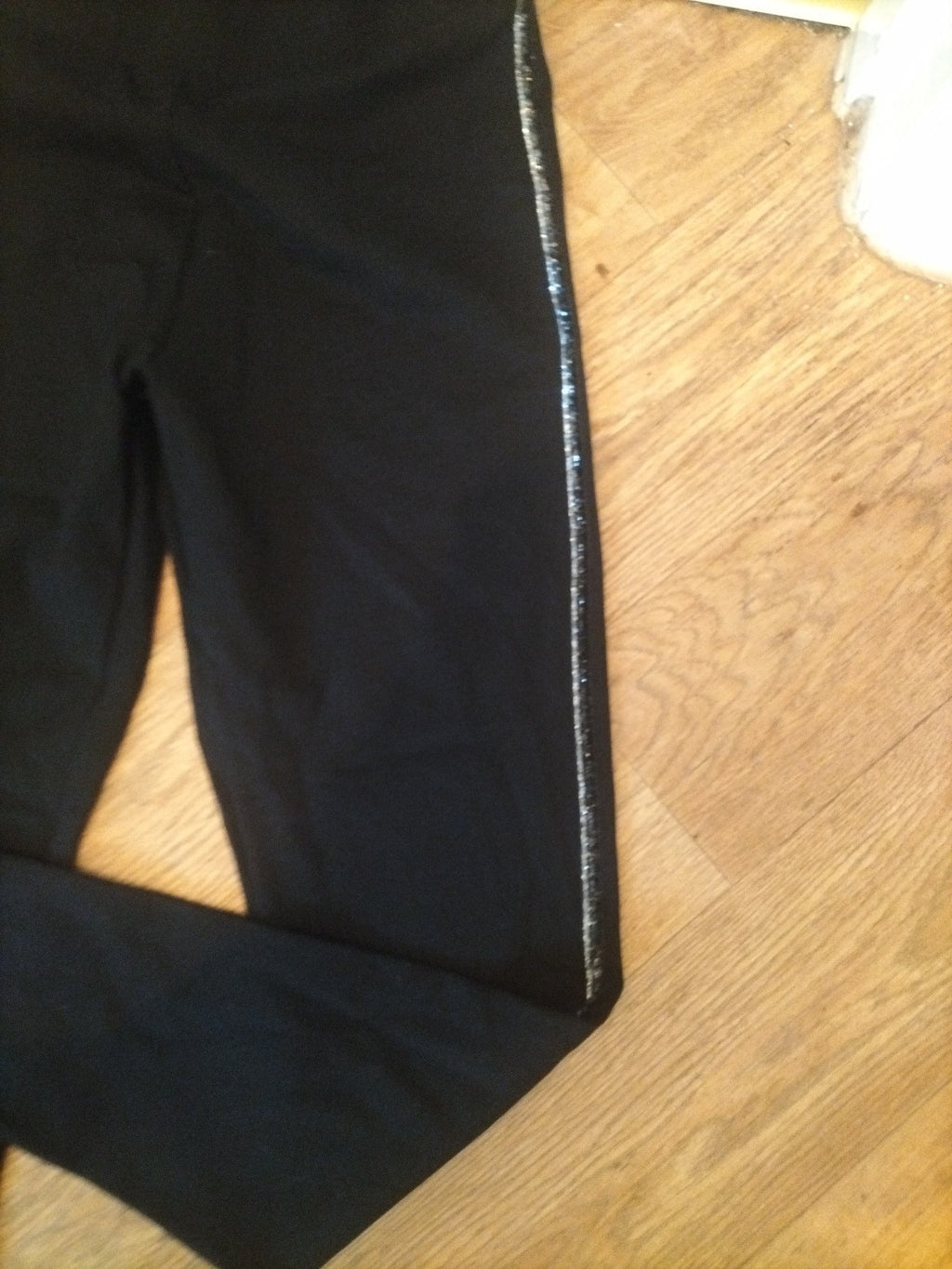 Ladies Marks And Spencers Size 14 Black And Silver Trim Leggings