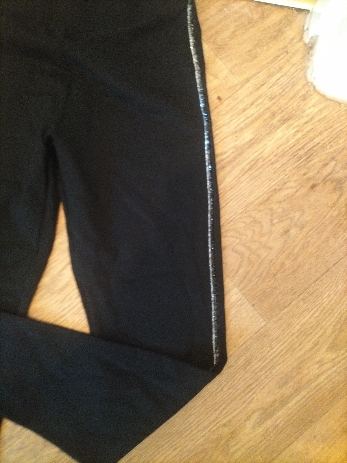 Ladies Marks And Spencers Size 14 Black And Silver Trim Leggings