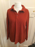 Mens Marks And Spencer Size 2XL Rust Brown Long Sleeve Polo
