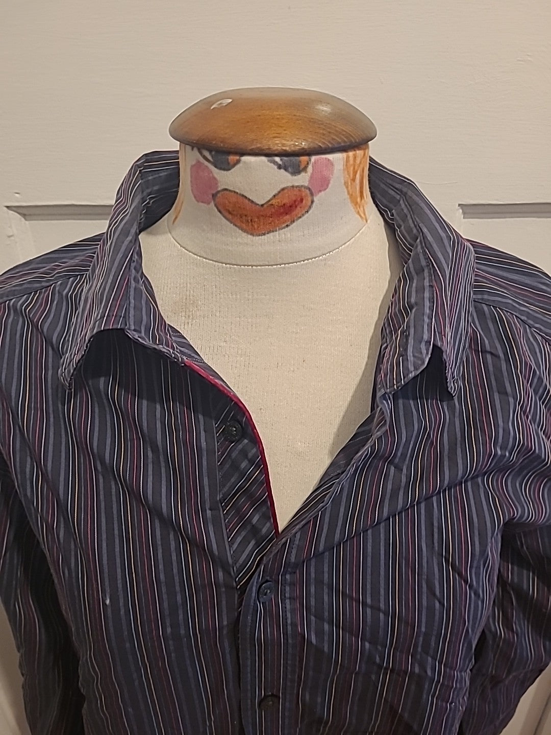 Mens Marks And Spencer Autograph Size Large Striped Multi Long Sleeved Shirt