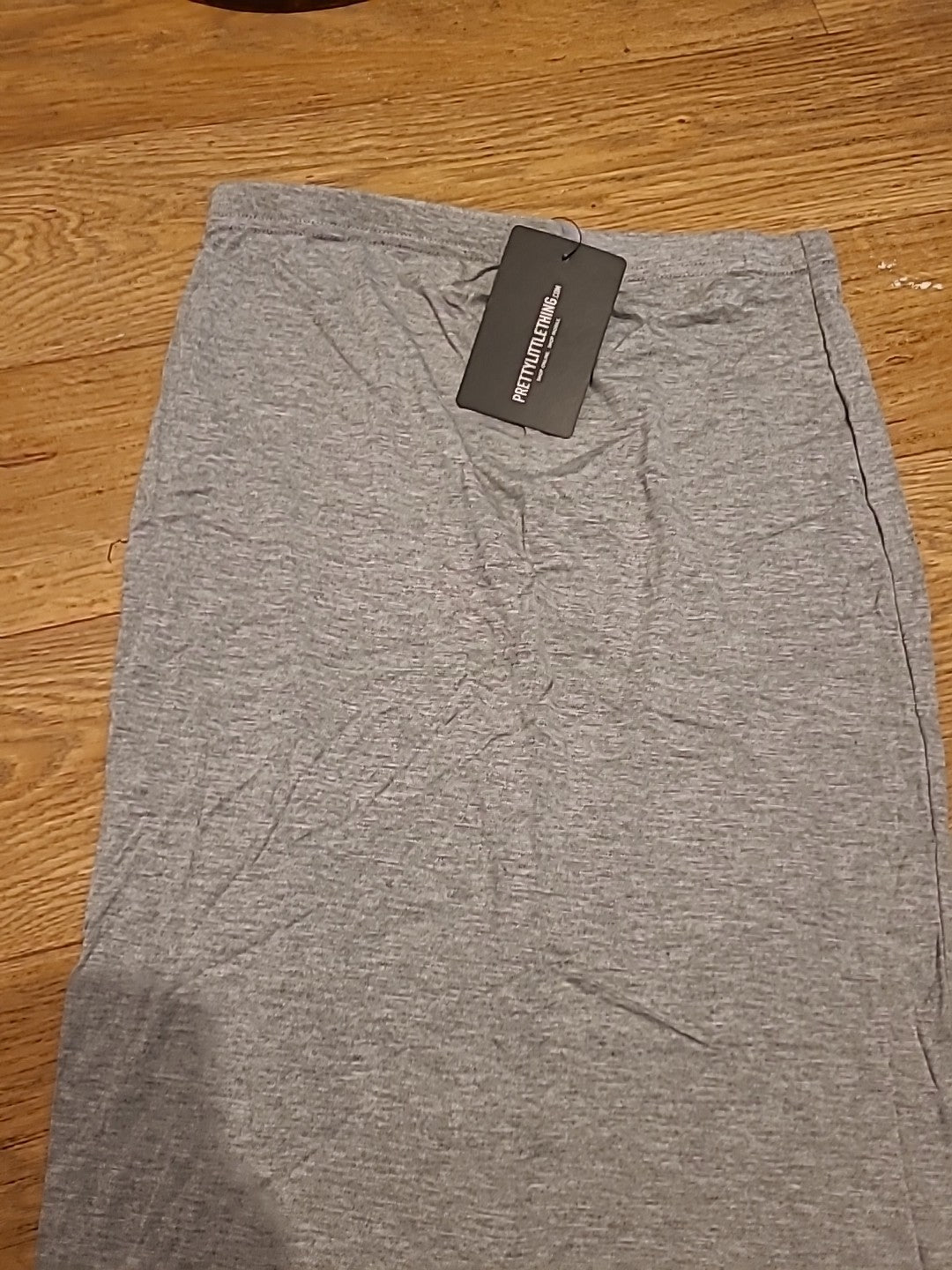 Brand New Ladies Prettylittlething Size 12 Grey Jersey Midaxi Skirt