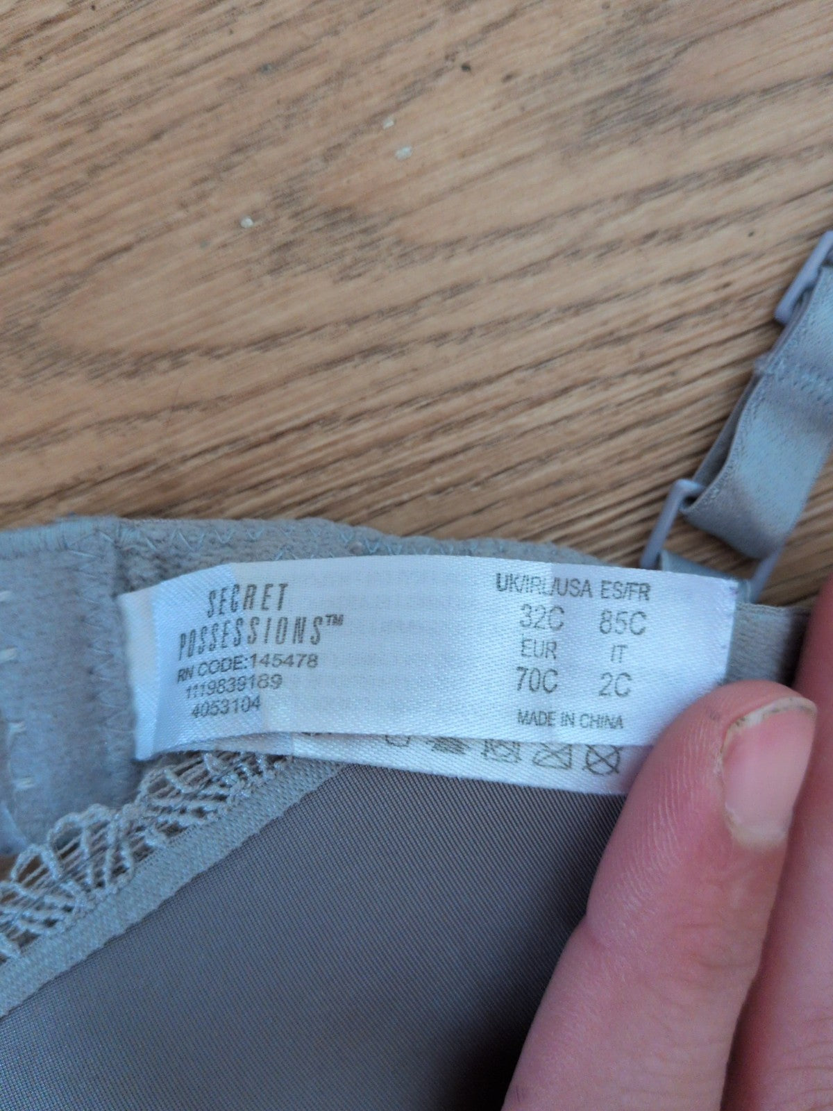 Secret Possessions 32C Grey Padded And Wired Bra