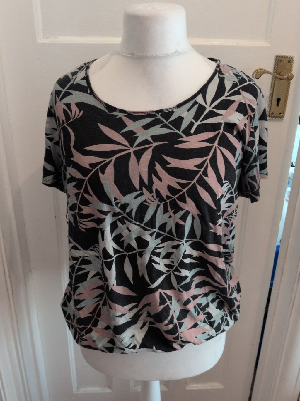 George 20 Black Pink And Blue Floral Short Sleeve Blouse Bobbling