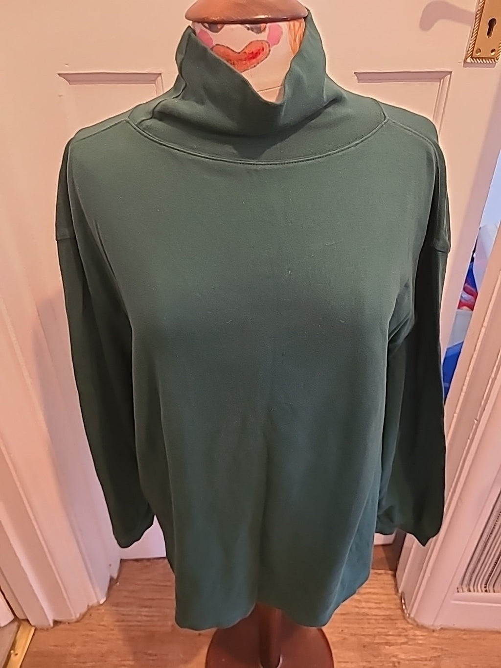 Mens Bhs Size XL Green Teal Long Sleeved Roll Neck Jumper