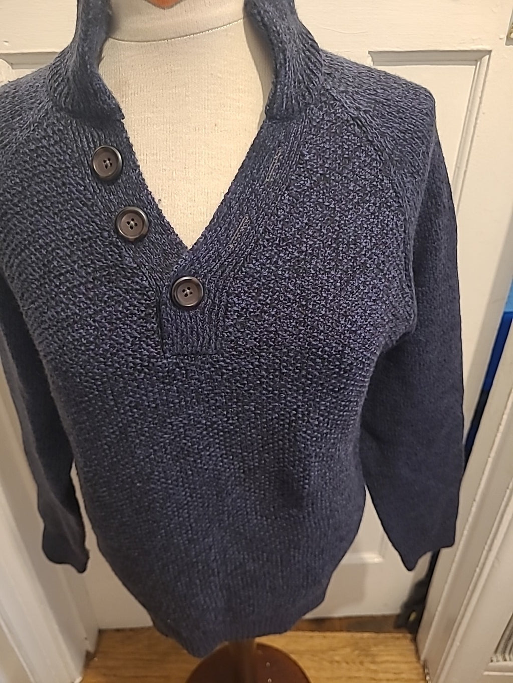 Mens Next Size Small Navy Fleck Long Sleeved Pullover Jumper High Neck