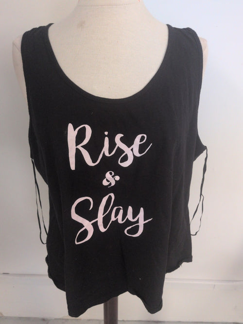 Ann Summer XL Black And Pink Print Sleeveless Pyjama Top