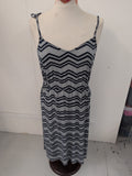 Large Navy And White Self Tie Elasticated Band Sleeveless Dress