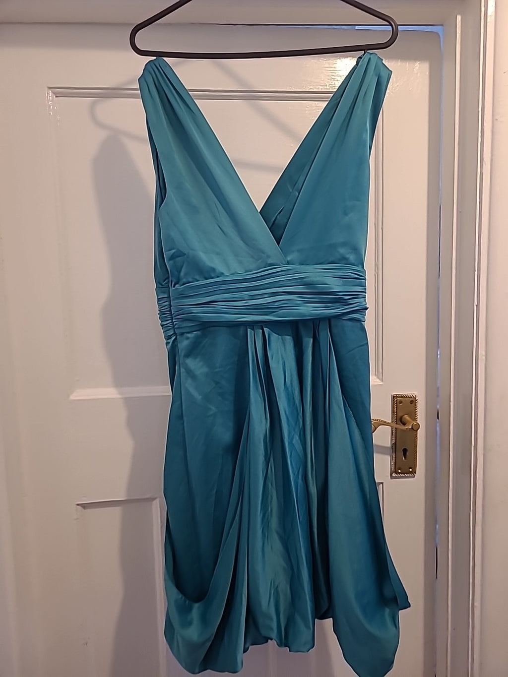 Ladies Traffic People Size Small Teal Ruffle Sleeveless Dress