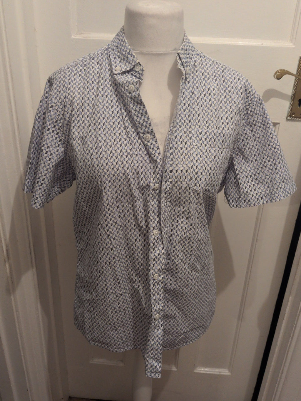 George M Blue Navy White Short Sleeve Shirt