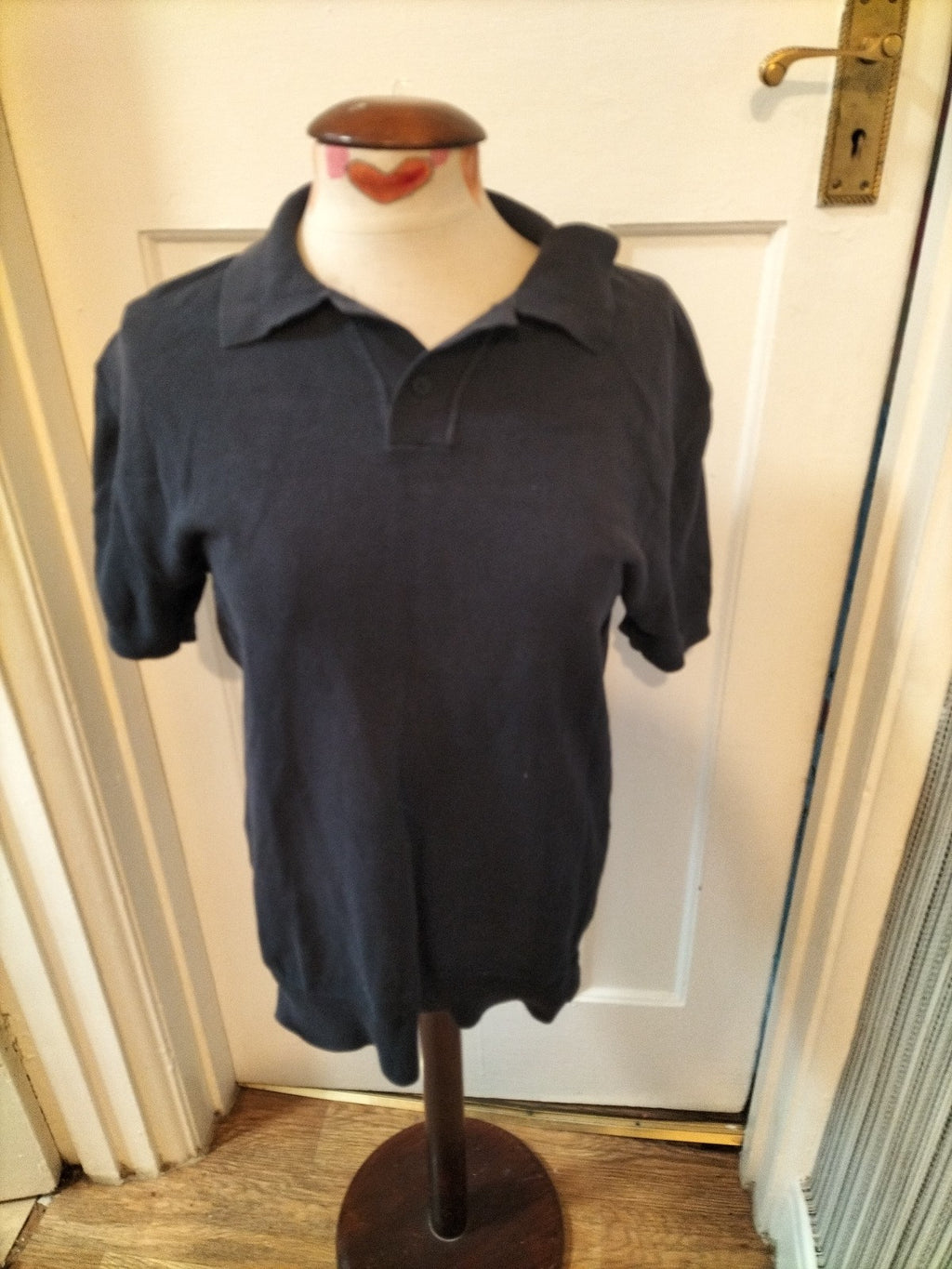 Mens Zara Size Medium Navy Short Sleeved Polo