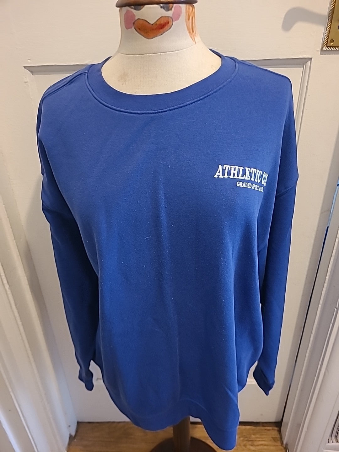 Mens Primark Size Large Blue Long Sleeved With White Print Sweatshirt