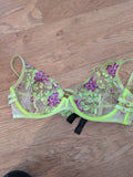 Ann Summers 32b Neon Yellow No Padded Floral See Through Wired Bra