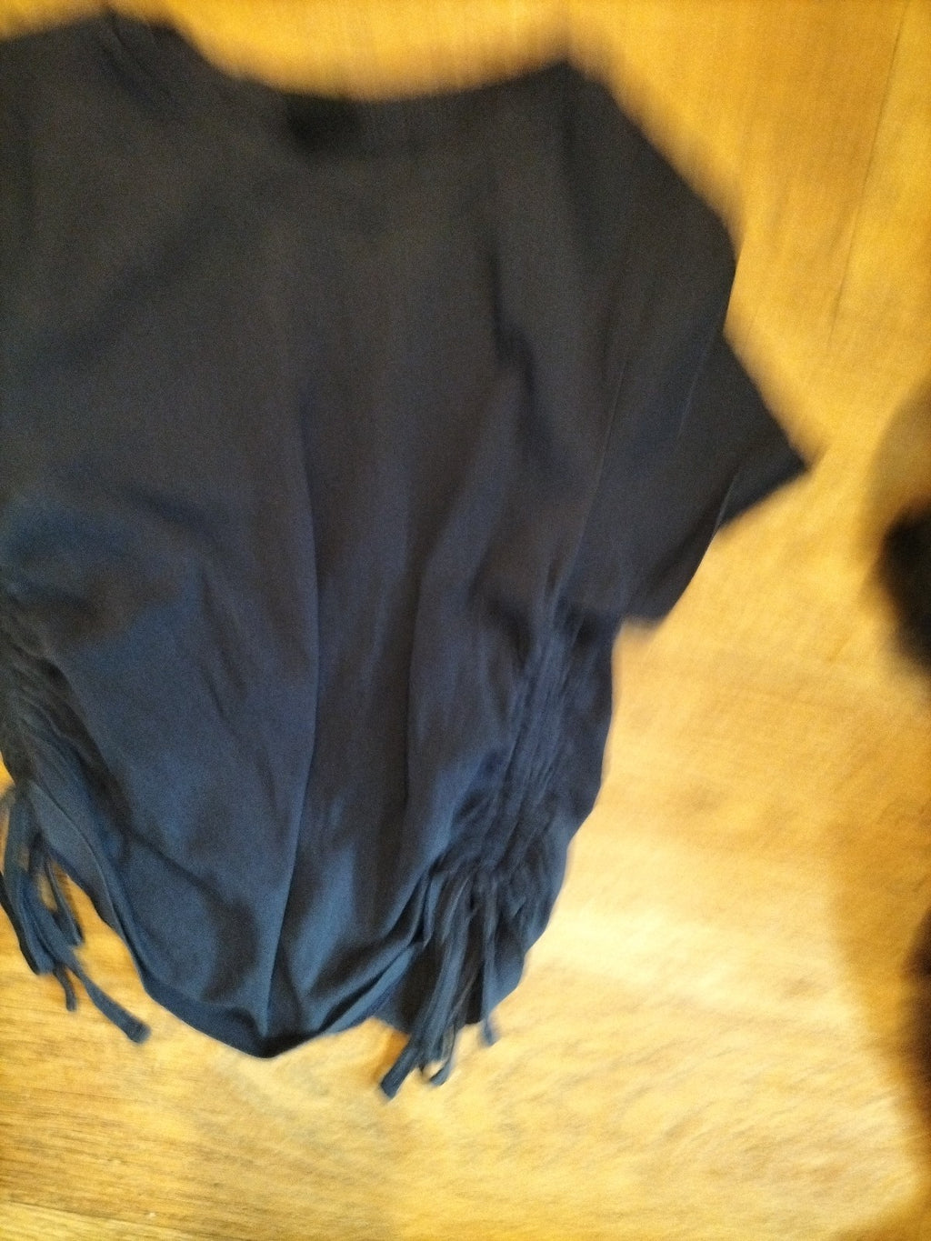 Ladies Urban Outfitters Size XS Navy Short Sleeved Ruched Top