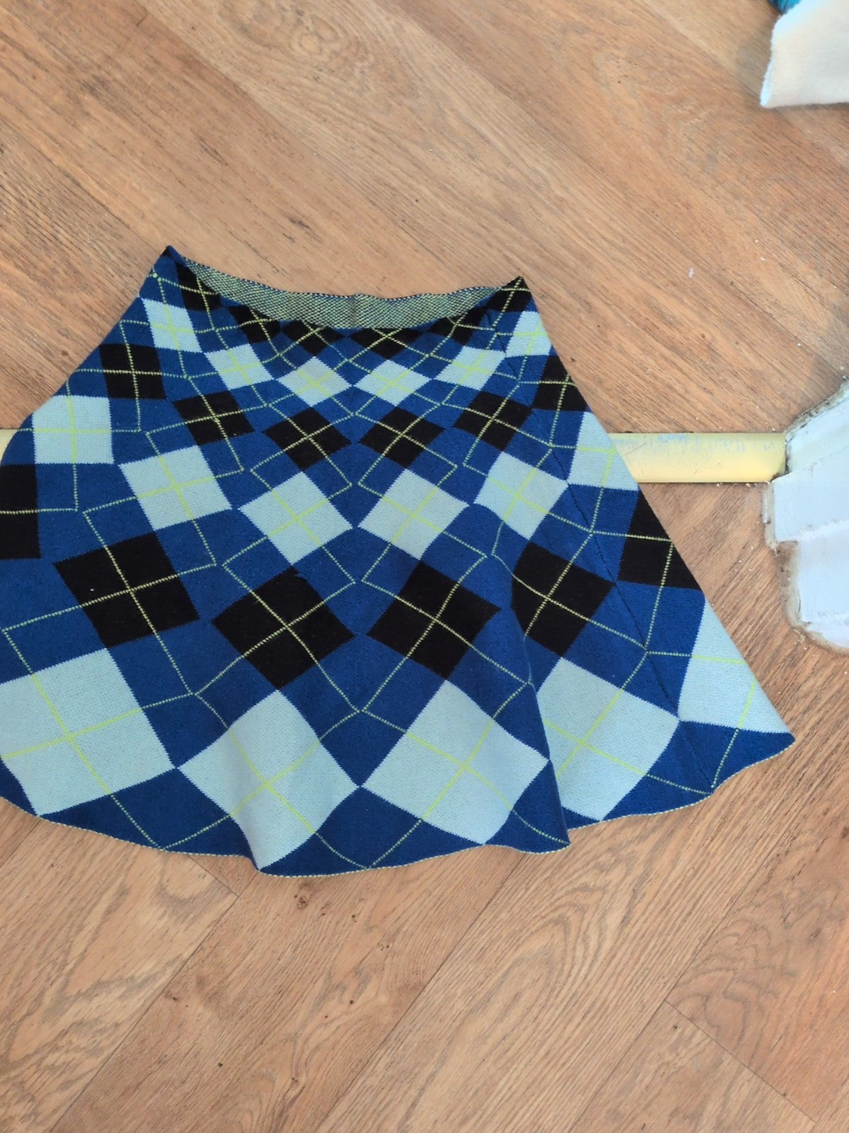 Primark Small 10-12 Blue Check Short Flare Skirt
