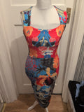 Ladies Size M/L Bright Multicoloured Floral Sleeveless Dress