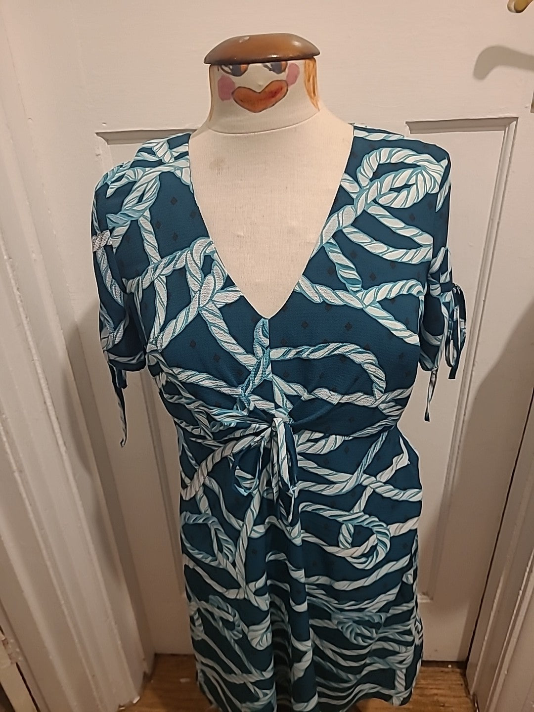 Ladies Redherring Size 10 Two Tone Green Short Sleeved Dress