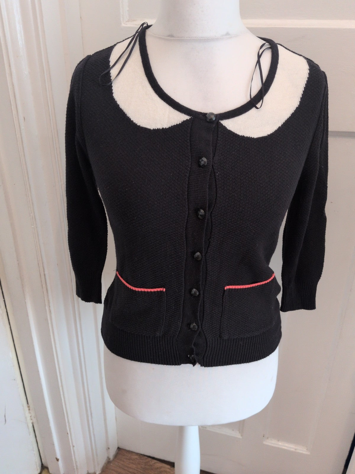 George 10 G21 Black And White Buttoned Cardigan
