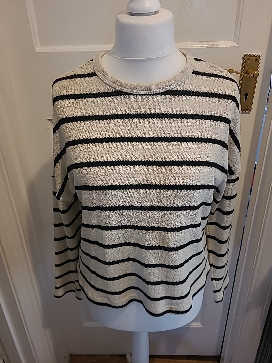 Ladies George Size 8 Black And White Jumper Striped