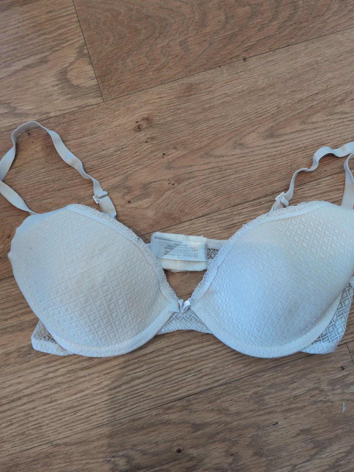 Secret Possessions 32C White Padded And Wired Some Lacey Parts Bra