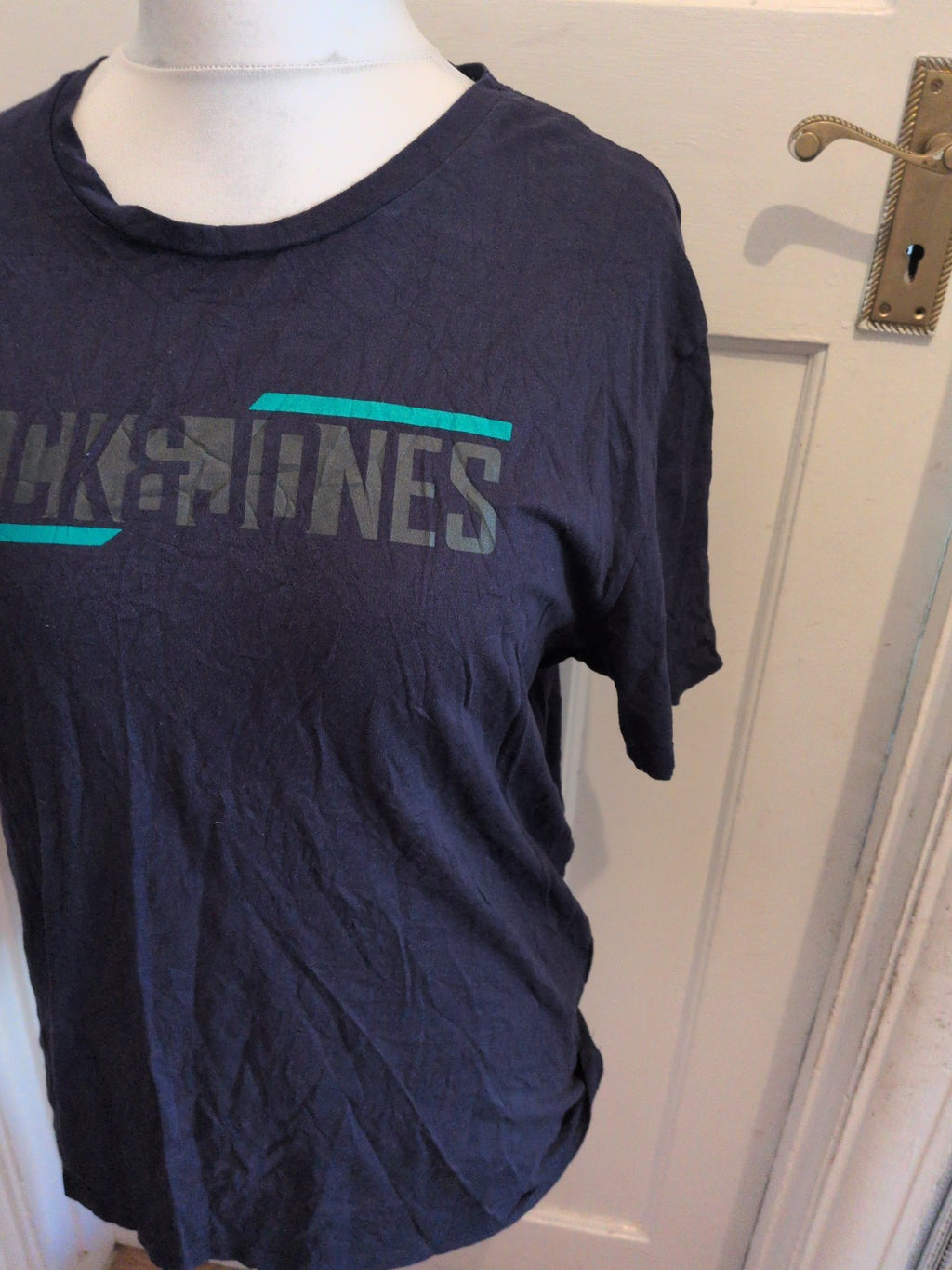 Mens Jack And Jones Size Large Navy Print Short Sleeve T-shirt