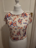 Ladies New look Size 10 See Through Floral short Sleeve T-shirt