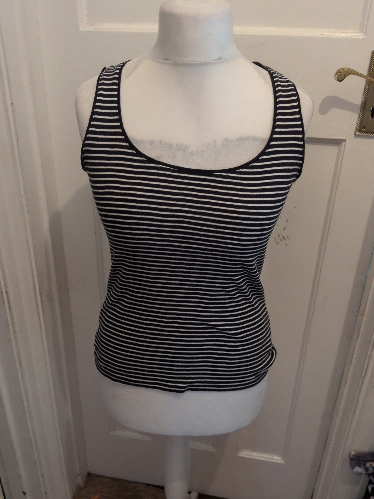 Tex Medium Navy Stripe Sleeveless T-shirt