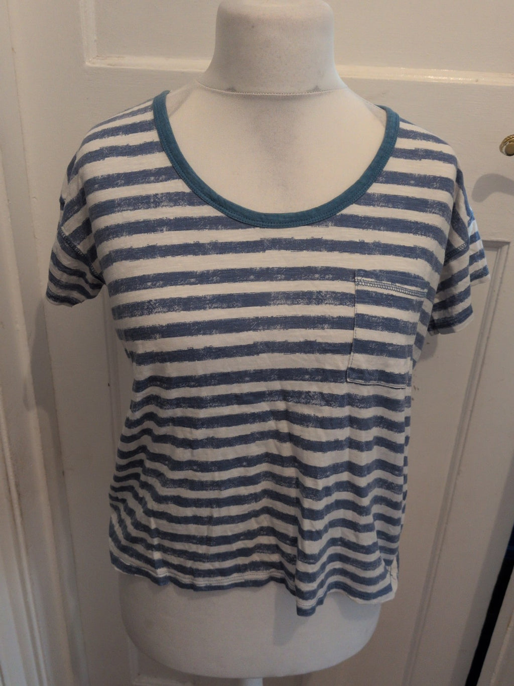 Next Petite 12 Blue And White Stripe Short Sleeve T-shirt