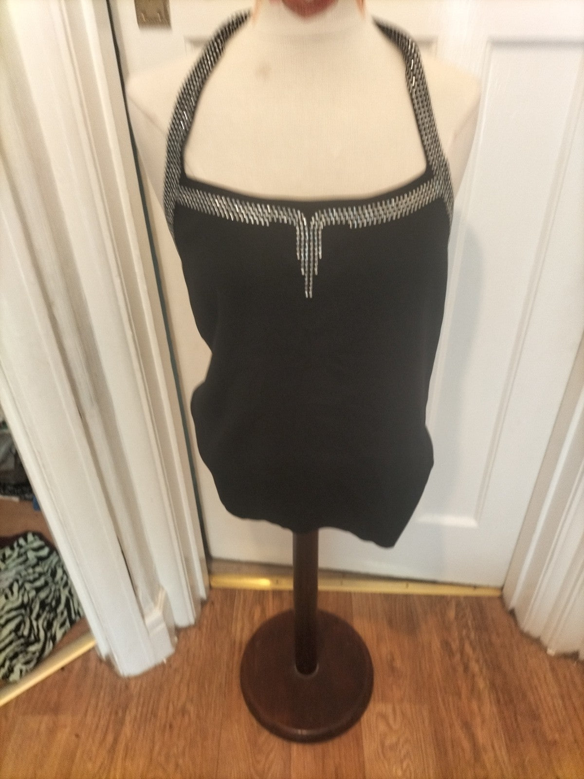 Ladies Sky Design Size 3 Black Sleeveless Diamonte Halterneck