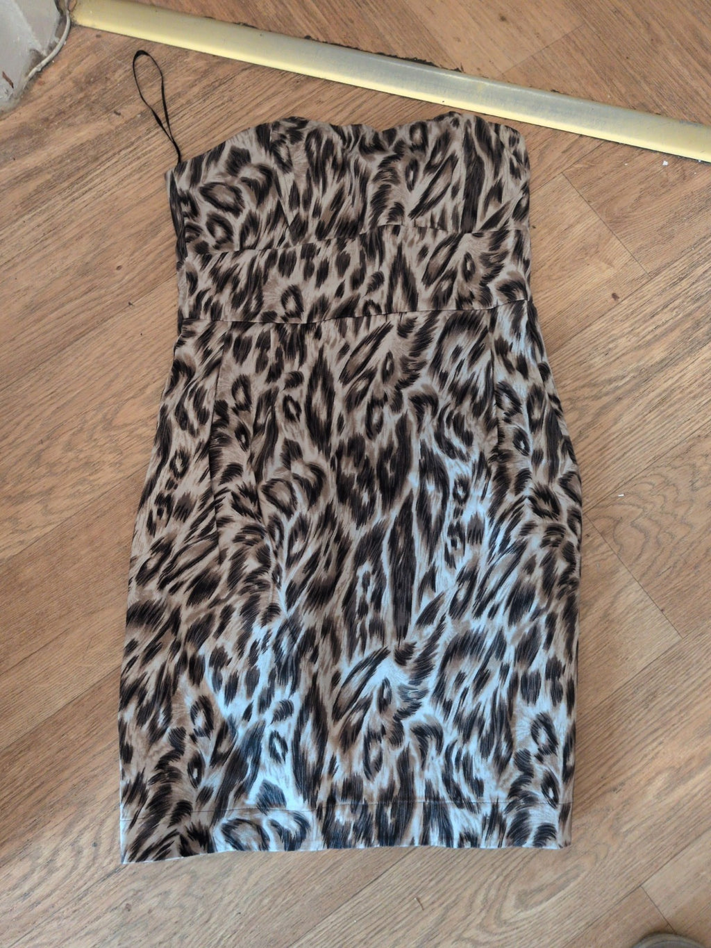 Papaya 10 Sleeveless Strapless Animal Print Boned Dress
