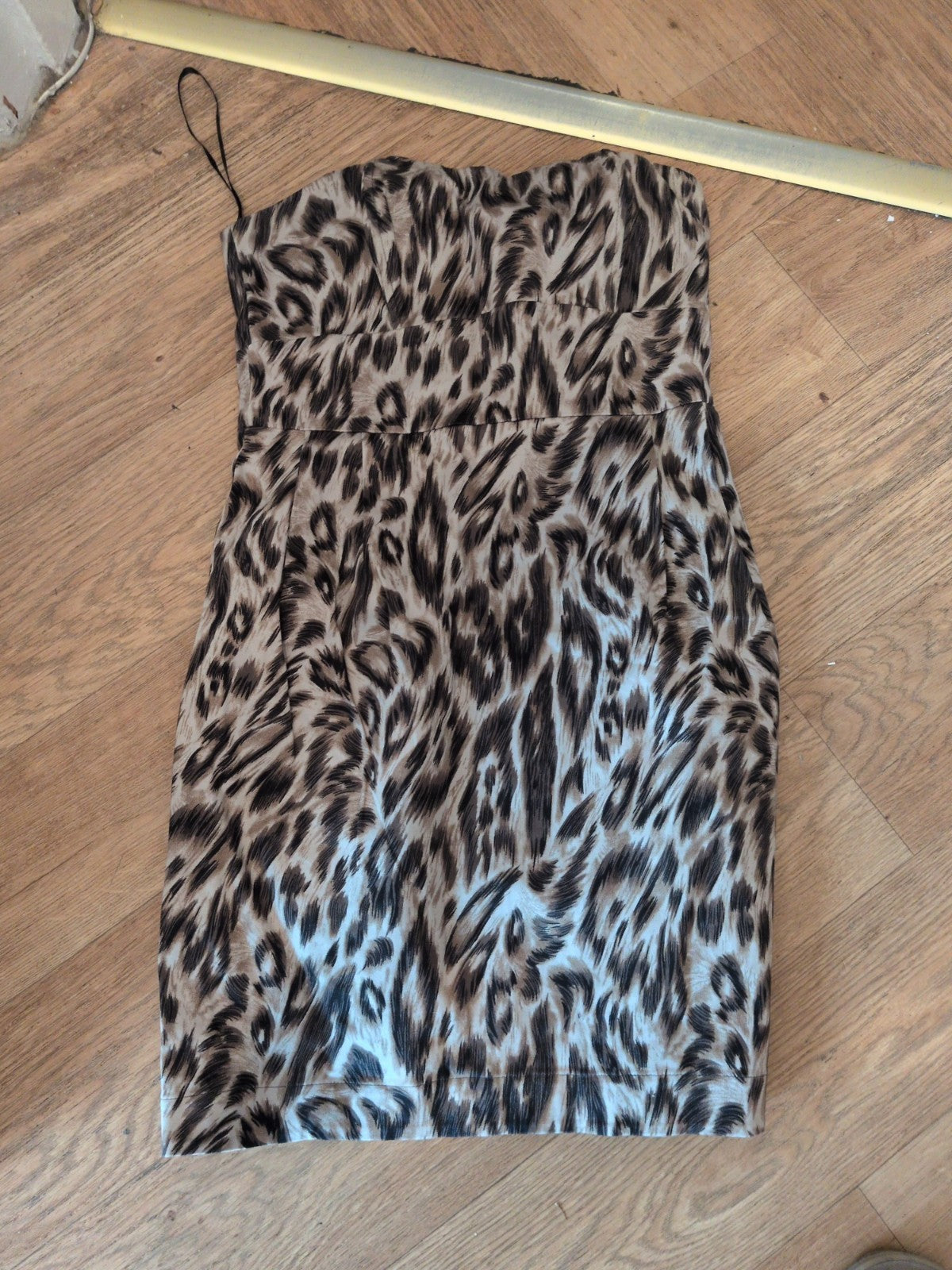 Papaya 10 Sleeveless Strapless Animal Print Boned Dress