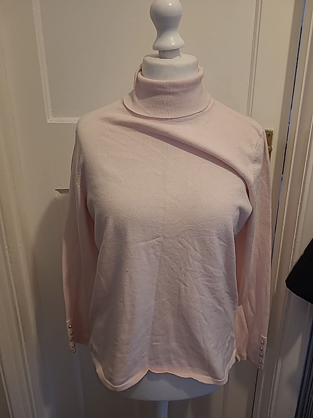 Ladies M&Co Size 18 Pale Pink Long Sleeved High Neck Jumper