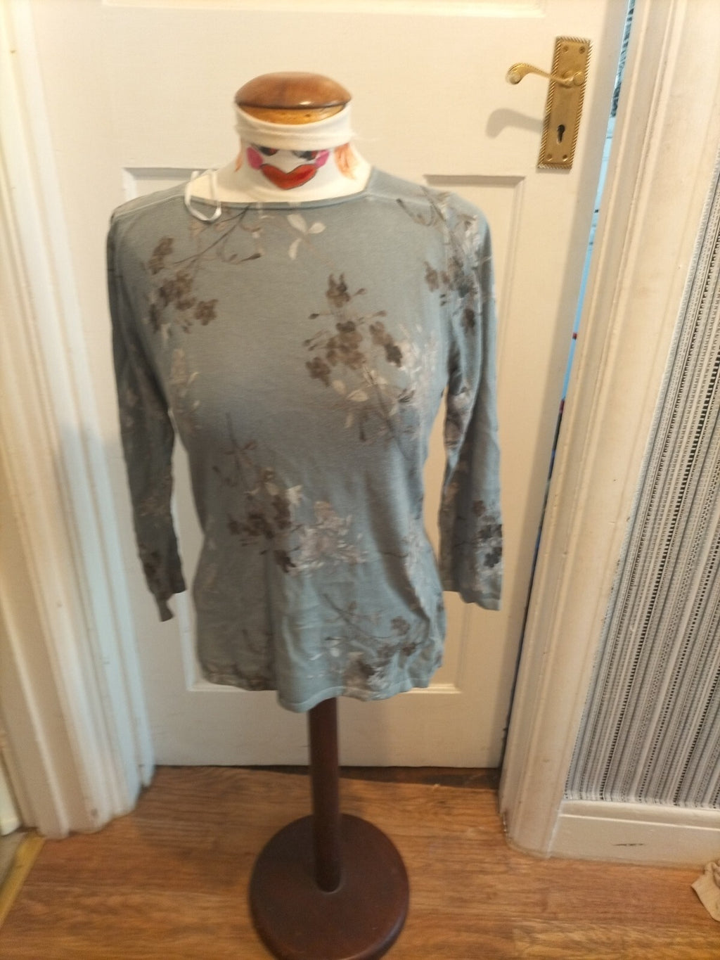 Ladies Next 10 Green Floral Long Sleeved Blouse