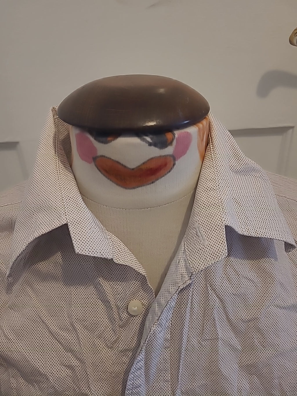 Mens Blaq Size Small Beige Grey Dotted Long Sleeved Shirt